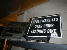 An aluminium Speedways Ltd plaque and one other.