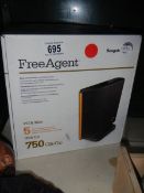 A PC and MAC Free Agent external hard drive.