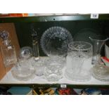 A mixed lot of glass including decanter, vases, bowls etc.,