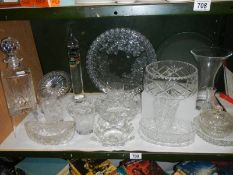 A mixed lot of glass including decanter, vases, bowls etc.,