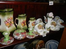 A mixed lot of ceramics including set of three graduated jugs.