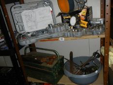 A mixed lot of tools, tool boxes etc.,
