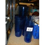A mixed lot of blue glass etc.,