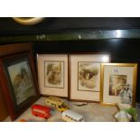 Four framed and glazed rural scene prints.
