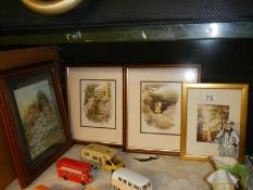 Four framed and glazed rural scene prints.