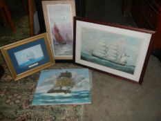 Framed nautical scenes.