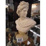 An Italian alabaster bust of Apollo on marble base by A. Giannelli height 23cm