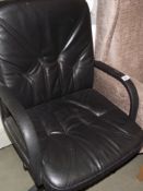 A black leather office chair