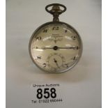 A large heavy glass ball paperweight, pocket watch clock.