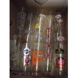 A box of brewriana advertising drinking glasses, including Guinness, Theakstons etc
