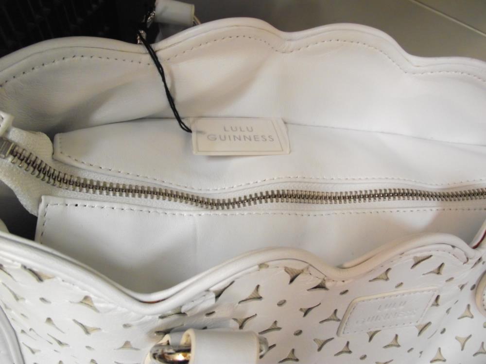 A new with tags Lulu Guinness white perforated leather scalloped small Wanda bag with storage bag - Image 2 of 3