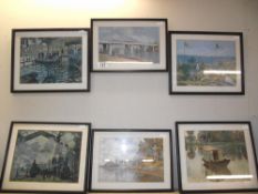 6 vintage framed Claude Monet prints.