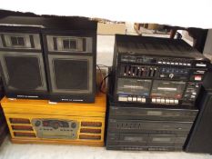 A large lot of vintage record players, speakers etc all sold as seen COLLECT ONLY