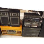 A large lot of vintage record players, speakers etc all sold as seen COLLECT ONLY