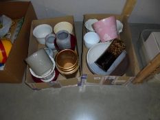 2 Boxes of plant pots and some pottery.