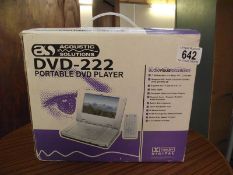 A boxed portable dvd player (appears new in box)