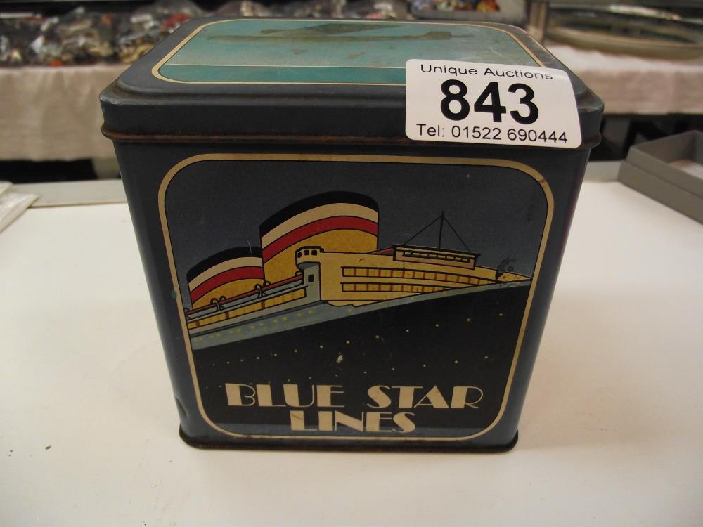 A blue star lines vintage tin containing plastic soldiers - Image 3 of 3