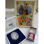 1953 Coronation calendar, brooch of the Queen Elizabeth II and a royalty thimble.