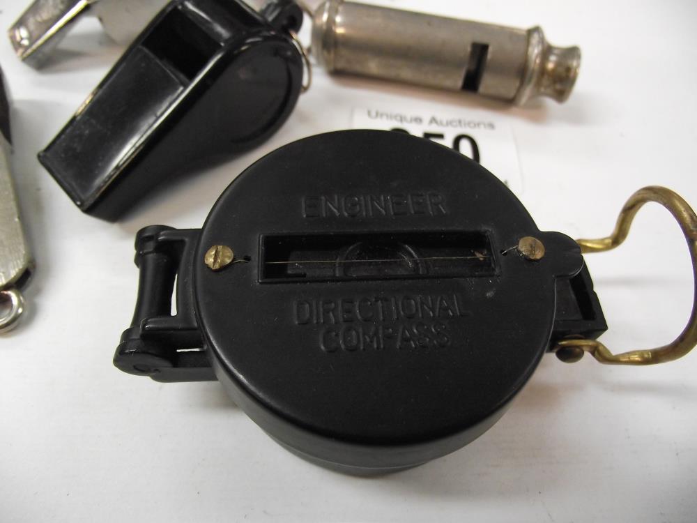 A quantity of whistles, a cigar cutter and an engineers directional compass - Image 4 of 4