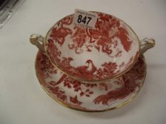 A Royal Crown Derby 'Red Aves' soup cup and saucer