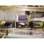 4 boxed Burago cars scale 1;24 Jaguar, Mercedes, Bugatti and Citroen