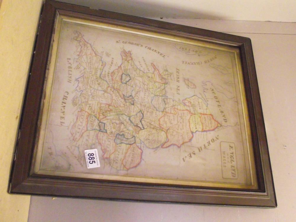 A framed map of England and Wales 47cm x 55cm