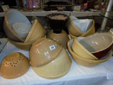 A good lot of vintage mixing bowls including T G Green, Mason's, plus 3 jelly moulds, some a/f