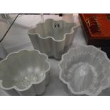 2 vintage Shelley jelly moulds and 1 other