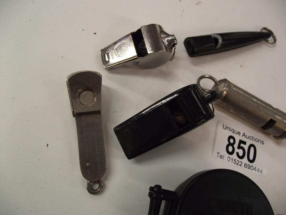 A quantity of whistles, a cigar cutter and an engineers directional compass - Image 2 of 4