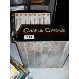 A boxed set of Charlie Chaplin video cassettes and a set of Stanley Kubrick video cassettes.