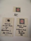 2 rare private issue stamps to raise funds for the Boar war and a Roman coin