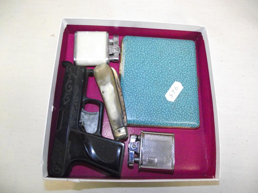 A quantity of lighters including one shaped like a pistol, cigarette case and penknife - Image 2 of 2