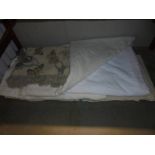 3 good large white/cream heavy bed covers, 2 others and a throw, ideal for this coming Winter nights