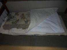 3 good large white/cream heavy bed covers, 2 others and a throw, ideal for this coming Winter nights