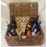 A red wine, chocolate and cheese hamper including 5 bottles of red wine (Donated by a Kind Lady)