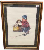 A Limited Edition framed Norman Rockwell print 1278/1600 Boy with Puppy