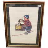 A Limited Edition framed Norman Rockwell print 1278/1600 Boy with Puppy