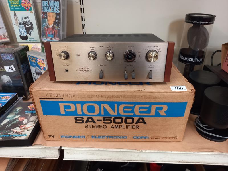 A boxed Pioneer SA-500A stereo Amplifier
