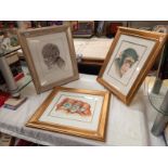 3 framed and glazed prints of Orangutangs and monkeys