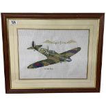 A framed tapestry of a Spitfire featuring the words Spitfire To The Few