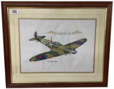A framed tapestry of a Spitfire featuring the words Spitfire To The Few