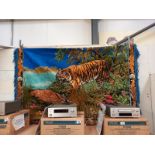 A large wall hanging wool work tapestry of a Tiger