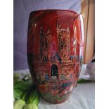 An amazing one of a kind vase by Anita Harris featuring Lincoln Cathedral (Donated by Stoke Art