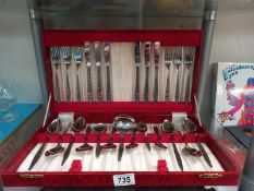 A Viners international vintage canteen of cutlery, 6 place setting, may be missing a serving spoon