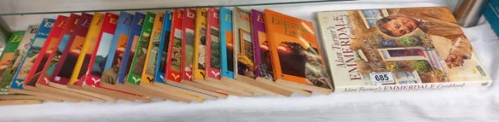 A selection of vintage Emmerdale farm paperback books.