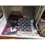 A new boxed Mulberry monogram scarf, a new with tags Heritage scarf and a new purse all decorated