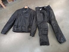 An Ashman cowhide motorcycle jacket size UK44 and trousers size 36