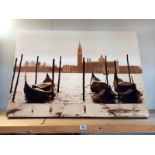 A large print on canvas of gondolas in Venice 100cm x 70cm collect only