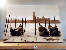 A large print on canvas of gondolas in Venice 100cm x 70cm collect only