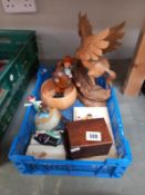 A quantity of mixed items including Sooty finger puppet, carved wooden figure and horse etc